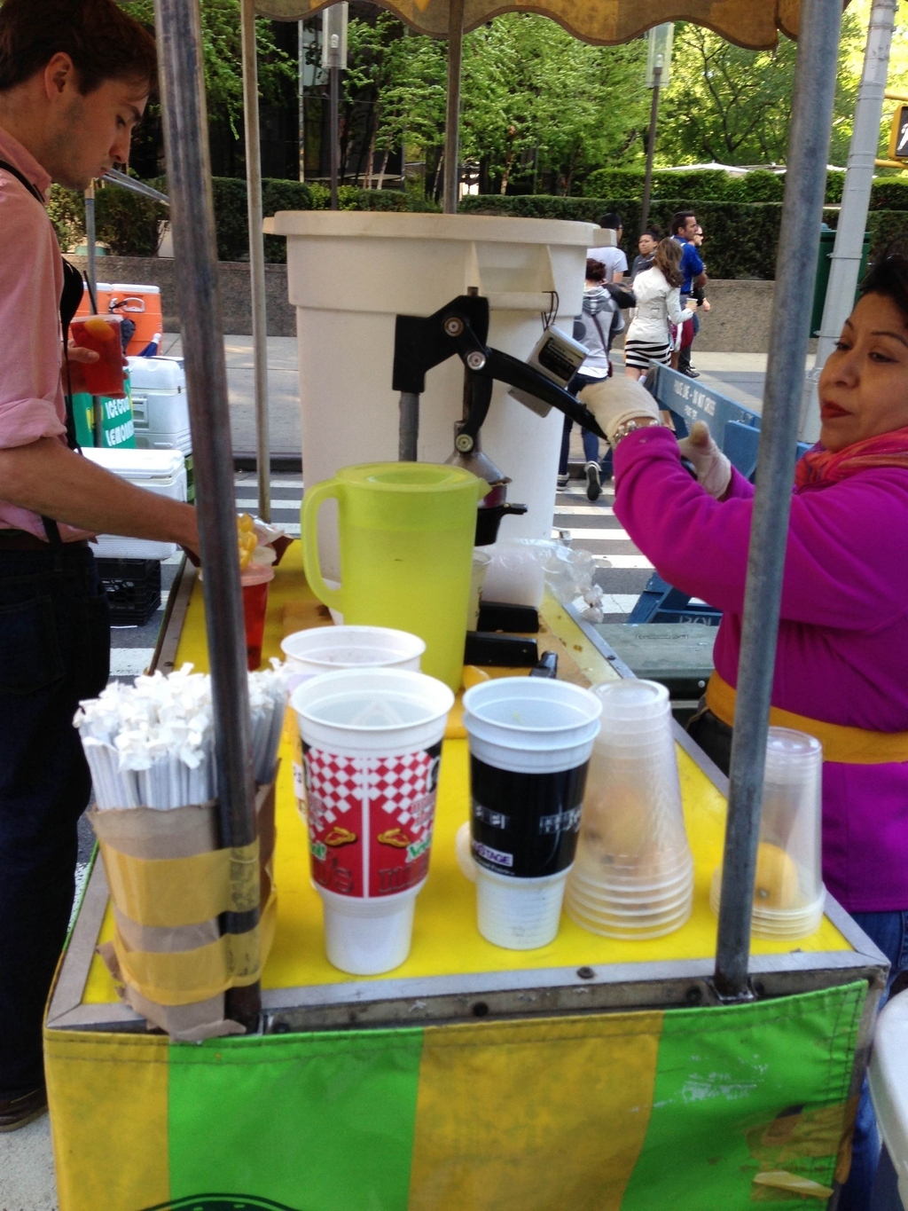The drink of choice when walking down the middle of the street.