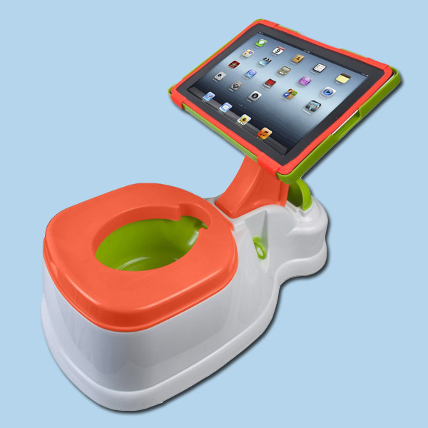 ...And if you have a little one who wants to do as you do, coax them into using the potty with their own iPad-ready potty training seat. They can practice right along with the latest potty-training apps. Don't worry about the mess—it comes with a touchscreen cover for protection.