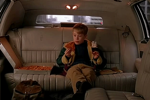 The second Home Alone takes place in New York. Remember when Macaulay takes a tour of the city in a limousine? SO GOOD TOO! Home Alone 2: Lost in New York was actually filmed in NYC (not a LA studio lot) and was Culkin's hometown at the time.