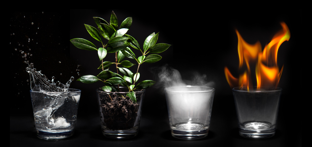 Pre-Socratic philosophers (Thales of Miletus, Anaximander, Anaximendes, Heraclitus, Parmenides, etc.) postulated that the world was comprised of four classical elements: earth, fire, water and air. (No, not the band.) It was the first time that man tried to explain the world without relying on mythological explanations and set the foundation for modern science.