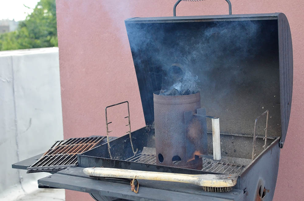 No need for direct/indirect cooking here. Just wait until the coals have settled a bit before beginning, because a blazing hot fire may overcook them a bit.