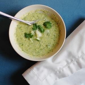 A summer soup with a little heat thanks to jalapeno pepper.