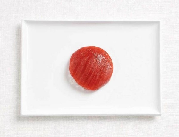 Japan’s flag made from tuna and rice.