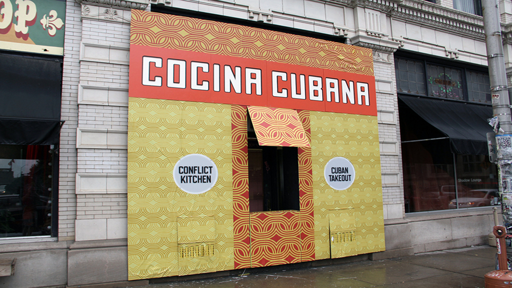 It's called Conflict Kitchen. The current menu is Cuban