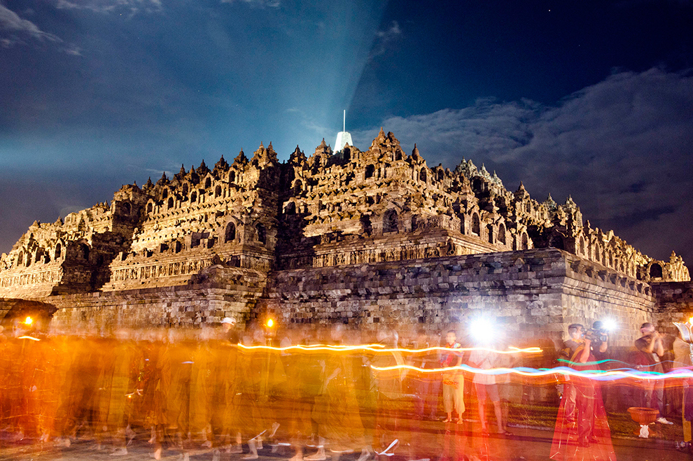 Considered the world's largest Buddhist archaeological site, the temple dates back to the 9th century. Today, pilgrims to Borobudur are guided up the massive step pyramid on extensive walking tours.