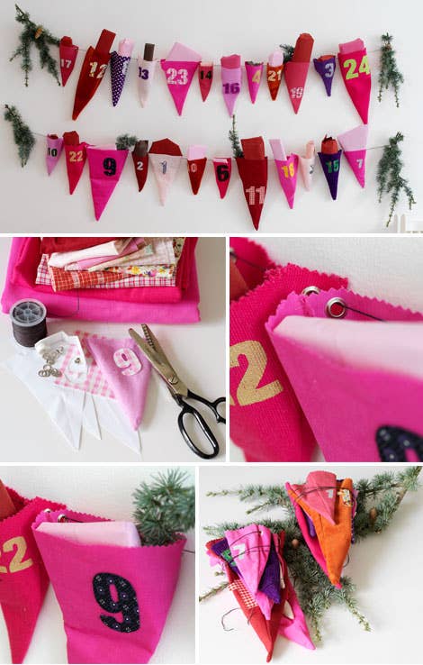 The fabric is cut with pinking shears so that the project requires less sewing.