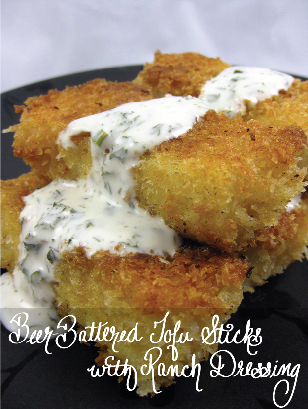 Beer-Battered Tofu Sticks With Ranch Dressing