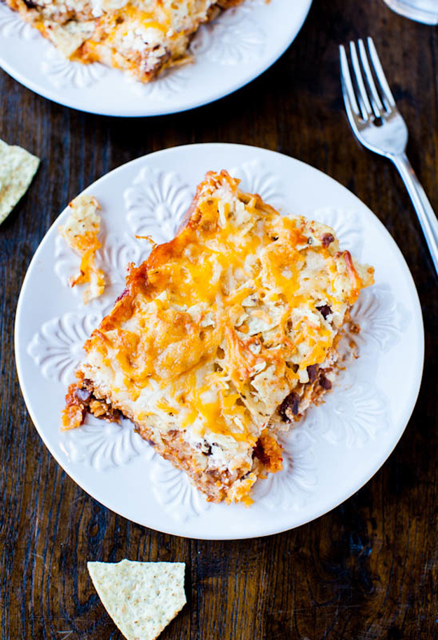 Get the recipe for Chips and Cheese Chili Casserole from Love Veggies and Yoga