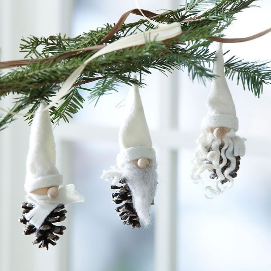 Make these pinecone gnome ornaments.