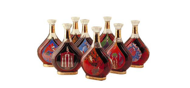 The bottles for this blend of Grande Champagne cognacs were designed by Russian deco-artist Erté, each featuring a different part of the production process. Only 12,000 bottles of numbers 1 through 7 were made, and only 4,000 units of number 8 were released, to commemorate the death of Erté in 1990. Still, some flowers would have been nice.