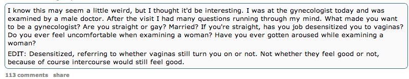 Gynecologist, flight attendant – things that men do that are "women's work" – are a fascination among those requesting AMA's.