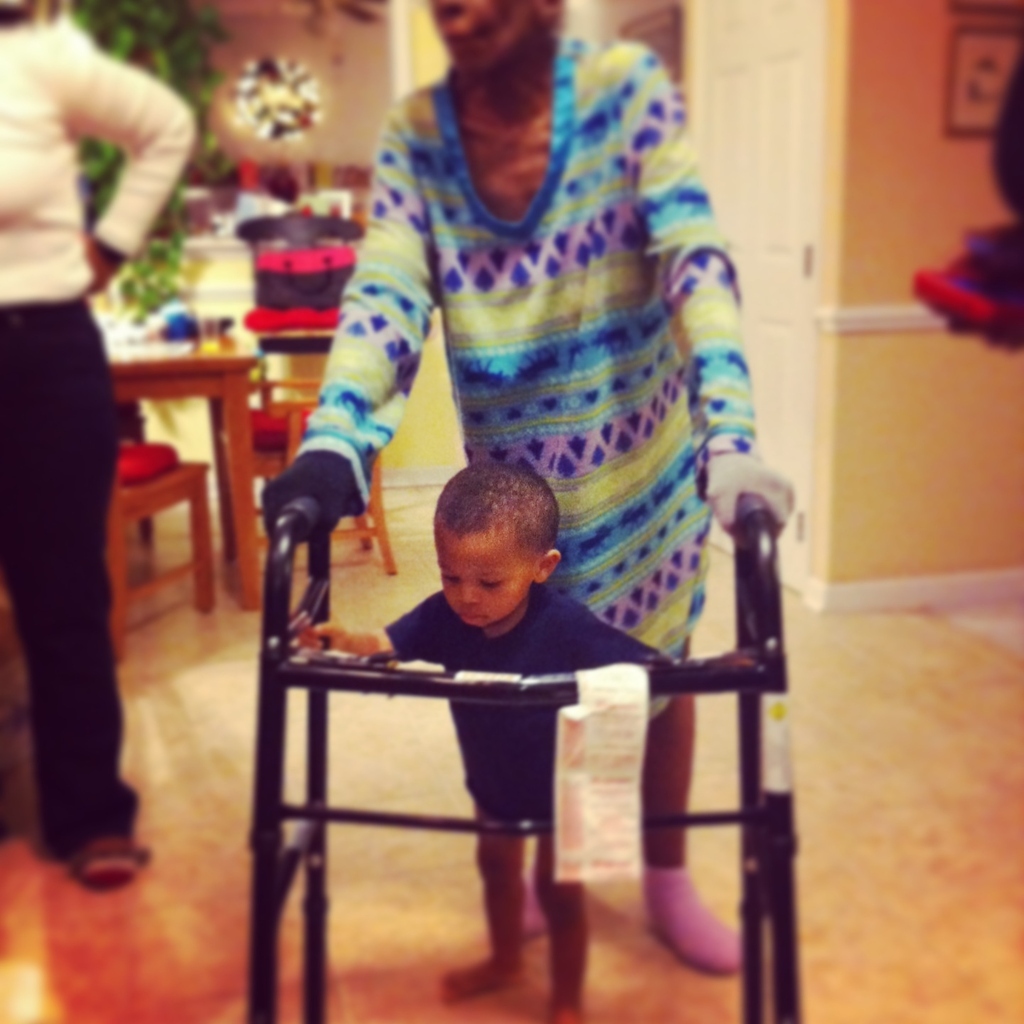 My sweet 2-year-old son saw his grandmother (who's been fighting a brave fight against pancreatic cancer) getting up. He took it upon himself to bring her her walker and help her to her destination. Heart. Officially. Melted.