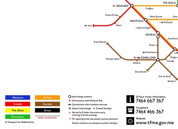 Middle Earth Metro map key.Designed by Reagan H. Lee.