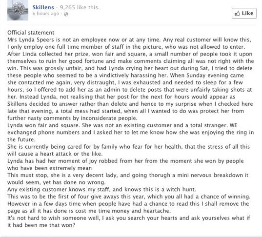 The company's Facebook page has since been deleted and have not replied to a request for a comment over the incident.