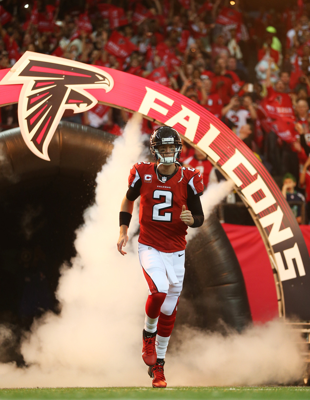 Funny that his appearance should come shortly before a profitable post-season for the real team, with quarterback Matt Ryan's first playoff win. COINCIDENCE?