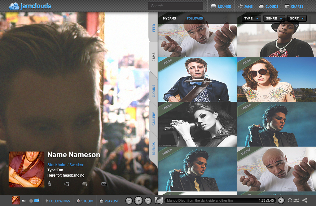 Jamclouds Platform Release 3 (slated for public release on April 13) will have a more outward focus on consumers and distributors of music:-profile pages will be opened up gradually to fans and venues starting in February -until the May launch in a web 3.0 design, -image flow gallery where any market vertical can upload music-related image-graphics to be shared and “repinned.”-Song voting competition to stimulate bandsand artists to join more opportunities for -paid or organic exposure and filter music to our streamplayer.-live streaming video -playlists -stream player