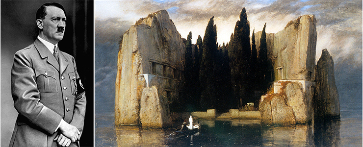 NAME: Adolf HitlerKNOWN AS: Der Führer of Germany (1934 – 45)INFAMOUS FOR: WWII, the Holocaust, psychosis, redefining evilCOLLECTED: German Romantic painters, garish propaganda art, Swiss landscape artists, particularly Arnold Böcklin; favorite painting was “Isle of the Dead”AboveArnold Böcklin, "Isle of the Dead," 1883