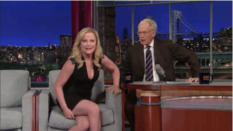 This was right after Poehler told Letterman about trying to kiss Joe Biden in Parks and Recreation.