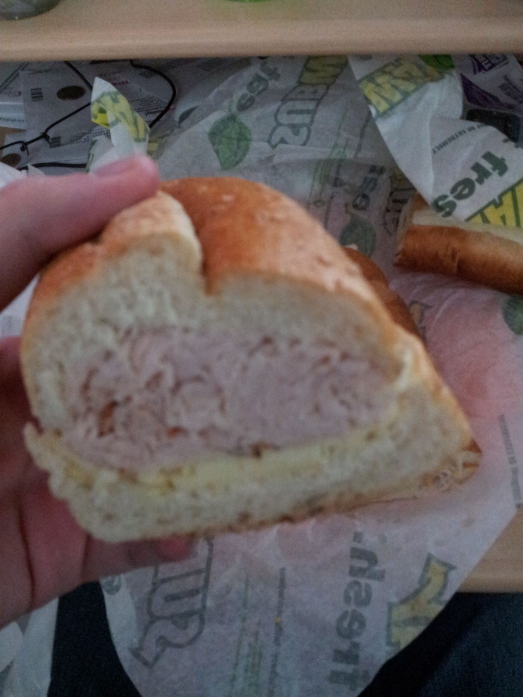 It's the same exact kind of sandwich (turkey + cheese) but it actually has lots of cheese and turkey.