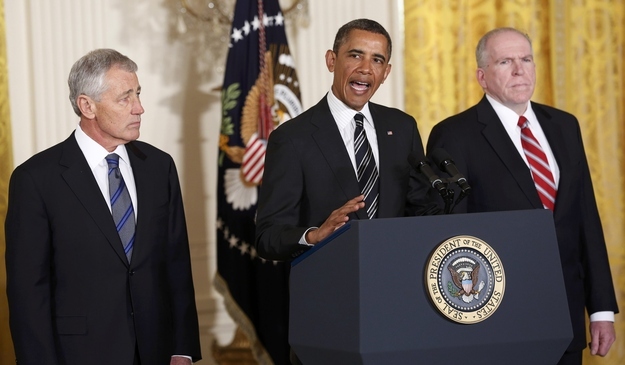 Obama announces his nominees for new U.S. Secretary of Defense former Republican U.S. Senator Chuck Hagel and new CIA director White House counterterrorism adviser John Brennan.