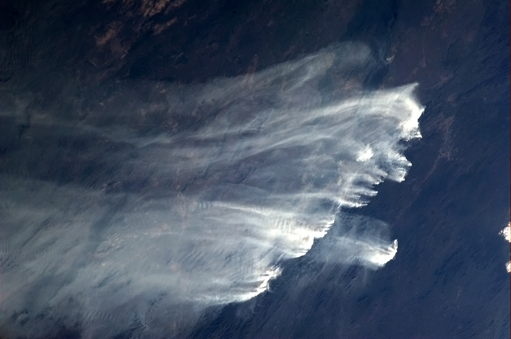 This image released yesterday shows massive amount of smoke drifting up from Australia's wildfires.