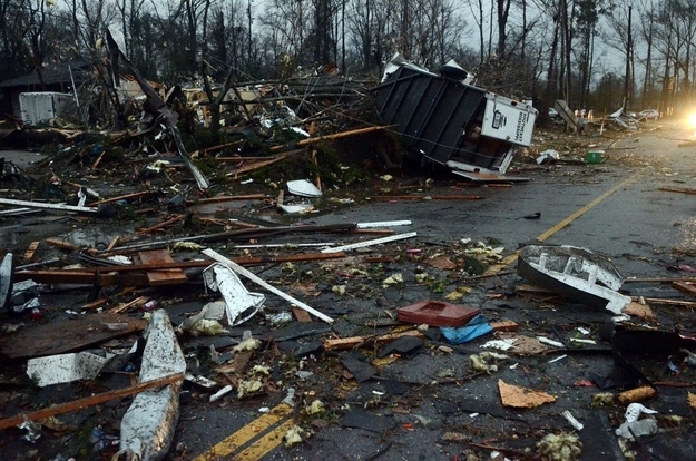 The American Red Cross center in Hattiesburg, Miss., is completely destroyed after a tornado moved through area on Sunday.