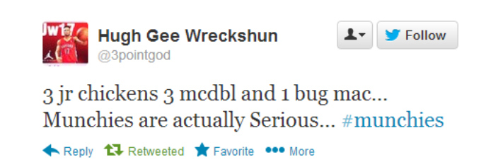 Hugh is high on his Bug Mac.