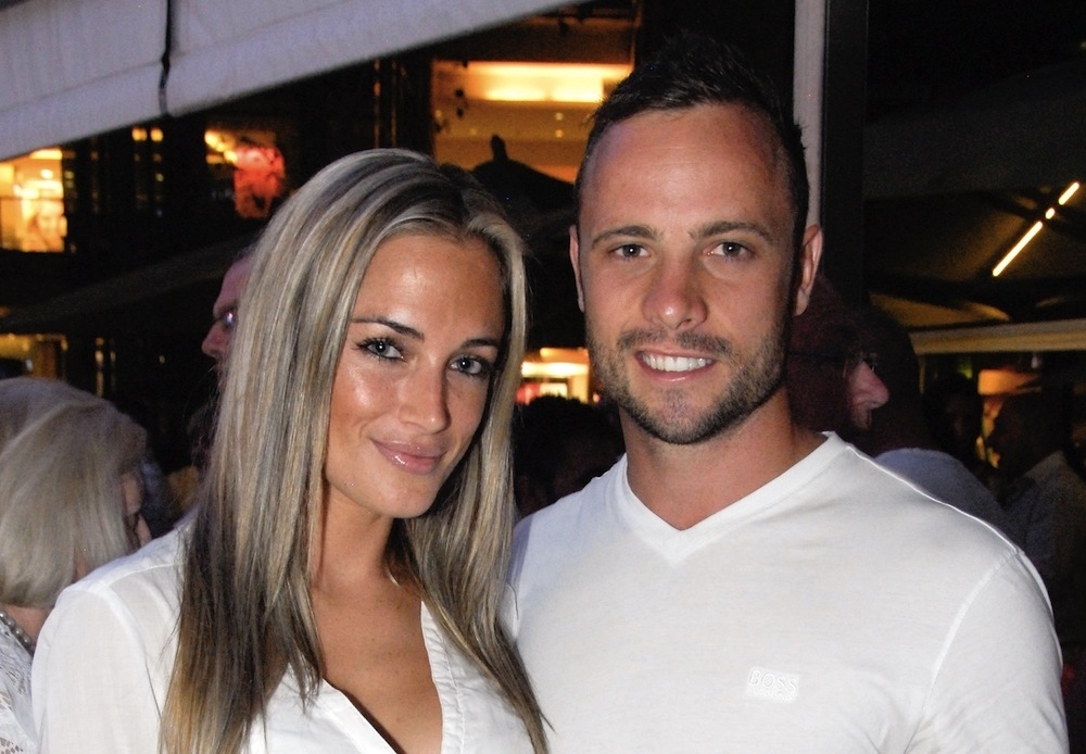 Pistorius and Steenkamp at Melrose Arch in Johannesburg on Jan. 26.