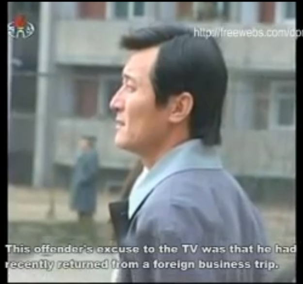 "This offender's excuse to the TV was that he had recently returned from a foreign business trip."