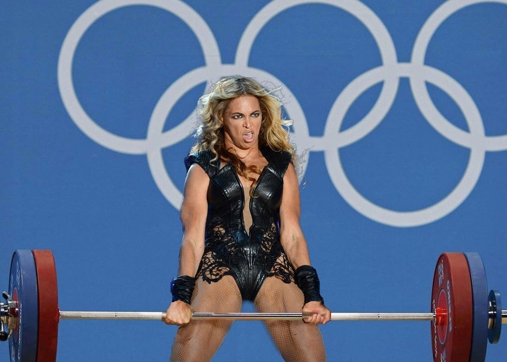 Cool story, bro: Beyonce does dead lifts at the Olympic level.