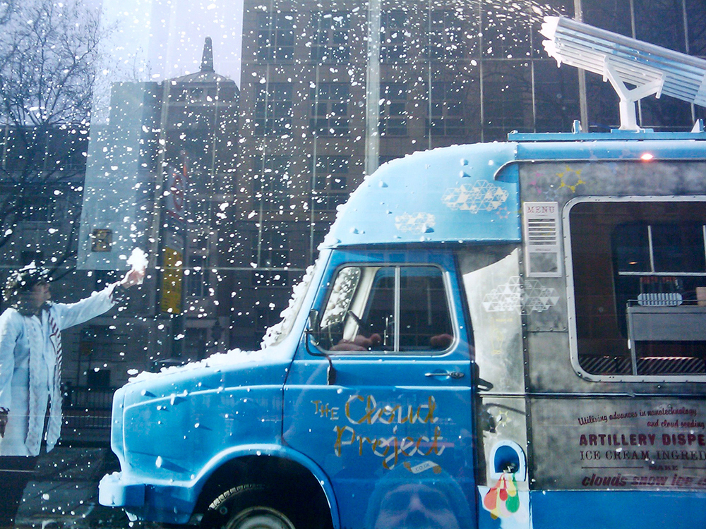 The future is yummy. This truck launches snow ice cream.