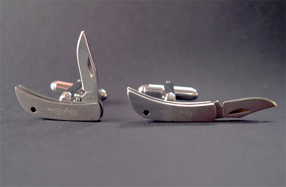 Perhaps you've forgotten your lunch and money. With these cufflinks, you'll be able to field-dress a deer, or mug someone for their lunch.