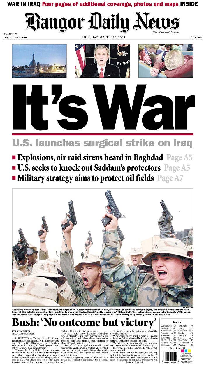 This Is How Newspapers Covered The Start Of The Iraq War 10 Years Ago 1562