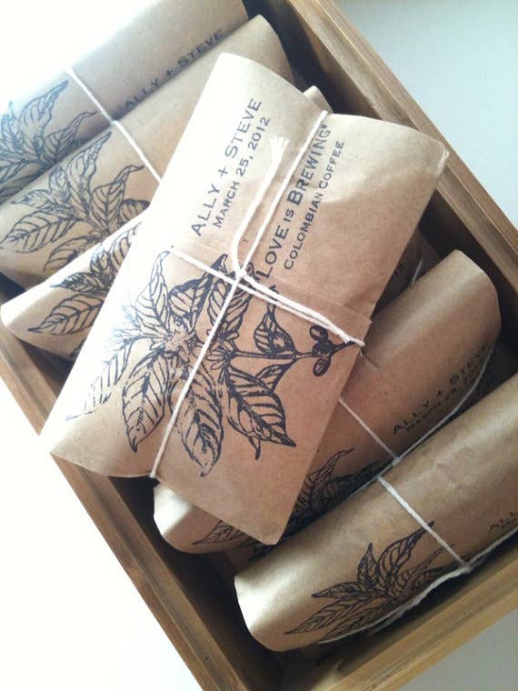 You can buy these pre-packaged personalized wedding favors from Etsy.
