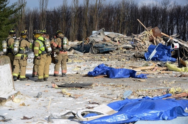 Personnel from Patton Volunteer Fire. Company survey the remains.