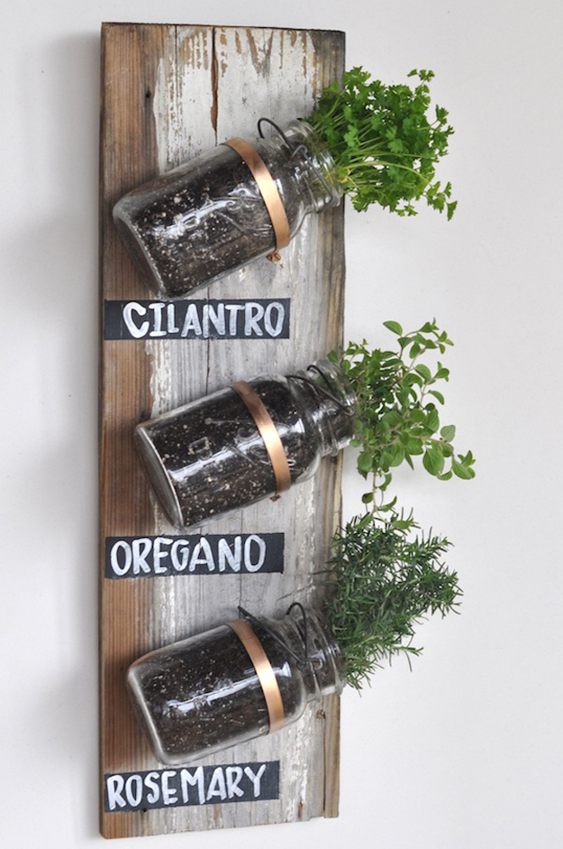 Or you can hang them on a board in mason jars.