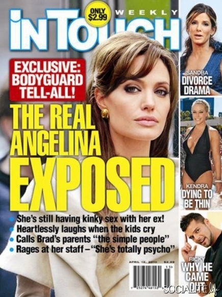 In Touch Magazine reported claims of Jolie having intimate rendezvous with an ex, in an April 2012 issue.