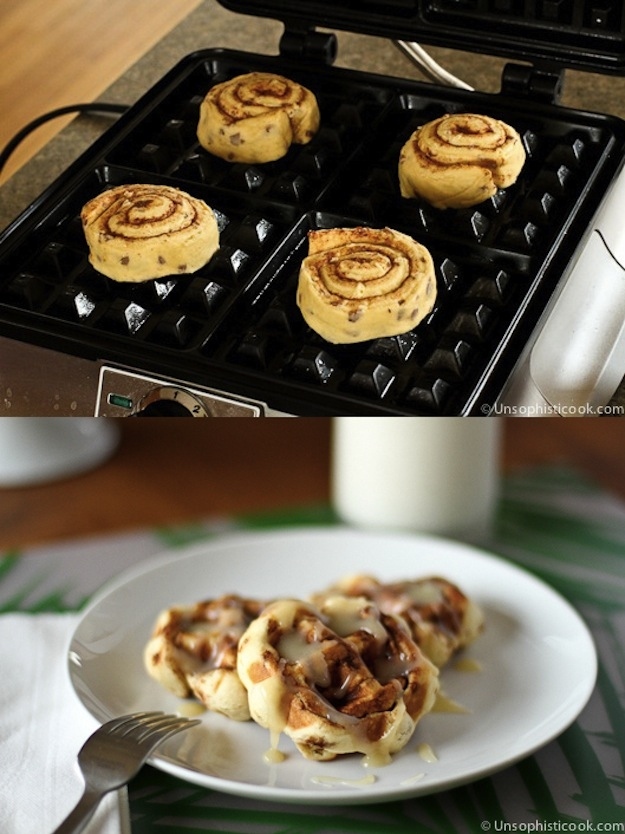 cinnamon roll waffles gif