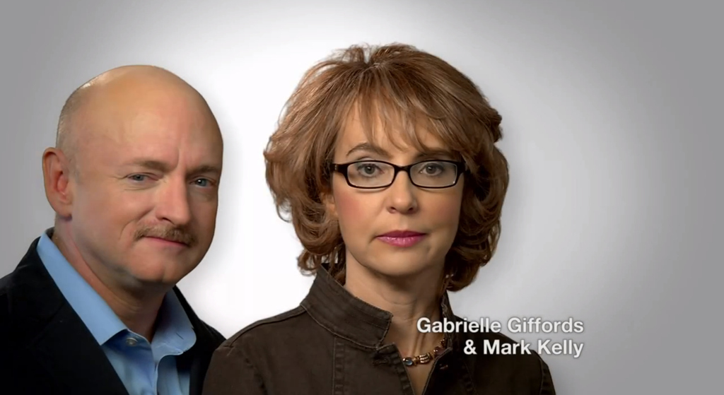 Former U.S. Rep. Gabby Giffords is calling for Congressional action to expand background checks for gun purchases in an ad by Americans for Responsible Solutions, a gun control group she started with her husband Mark Kelly, that will air in Arizona and Iowa, according to the Associated Press."There are solutions we can agree on, even gun owners like us," Giffords says in the ad, set to the backdrop of black-and-white images from vigils following mass shootings in Colorado, Arizona, Wisconsin and Connecticut.Americans for Responsible Solutions says it's spending six figures to air the ads in Arizona and Iowa, two states the group describe as having strong gun traditions. The states are also home to two Republicans on the Judiciary Committee who have an A rating with the National Rifle Association — Sen. Chuck Grassley of Iowa, and Sen. Jeff Flake of Arizona — as well as Sen. John McCain of Arizona who said he will likely support expanding background checks.Giffords will appear at a news conference in Tucson Wednesday along with other survivors from the shooting at her constituent meeting two years ago.