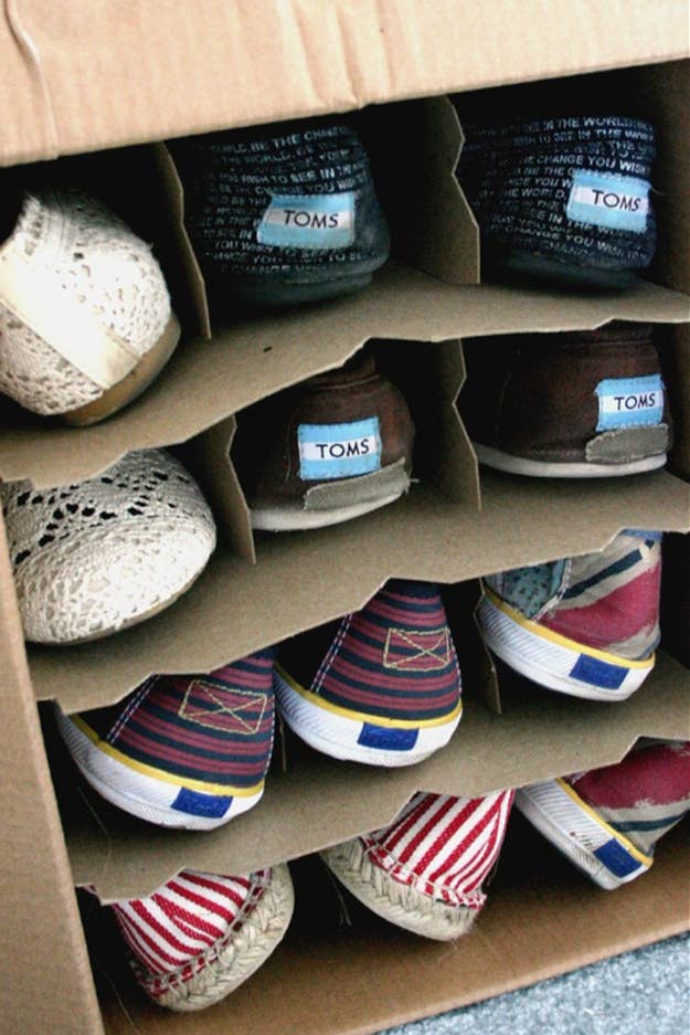 Not the sturdiest solution, but the compartments fit summer shoes and sneakers perfectly.