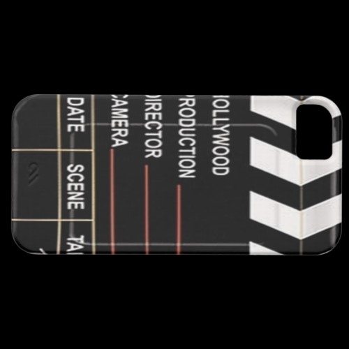 Black clacket case with white details.