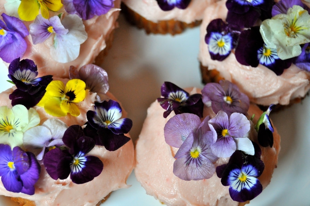 The frosting in this recipe is made with flower-infused simple syrup for extra flower power.