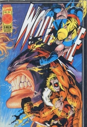 This is a classic Wolverine vs Sabertooth cover, both of them in their famous 90's costumes.