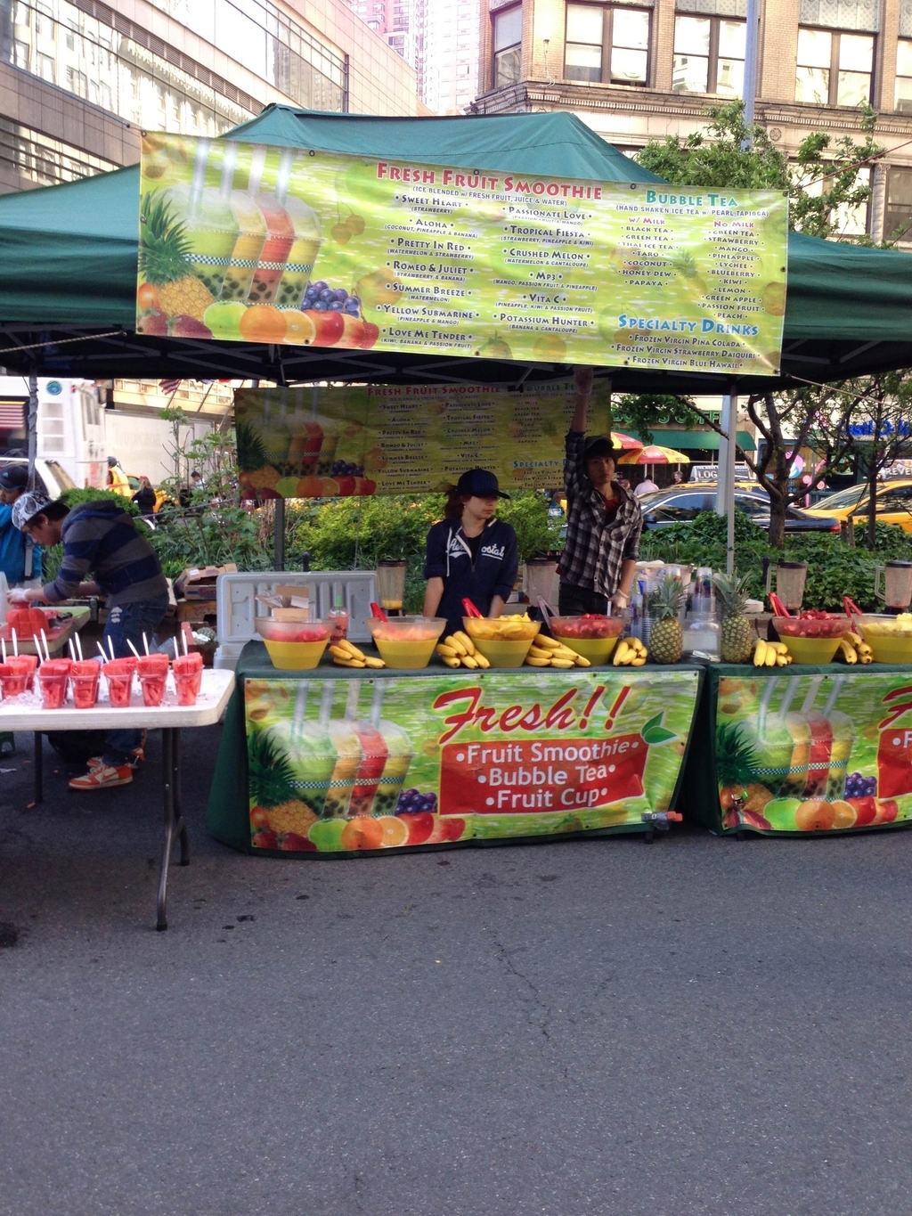 These folks are cutting up watermelons all day for you. All organic, right?