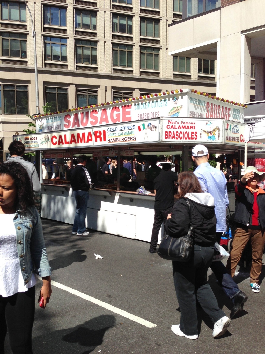 Because I love hearing a native New Yorker say calamari and sausage. Just stand near this one, take it all in.
