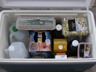 Freeze gallon jugs of water and place them in your cooler.