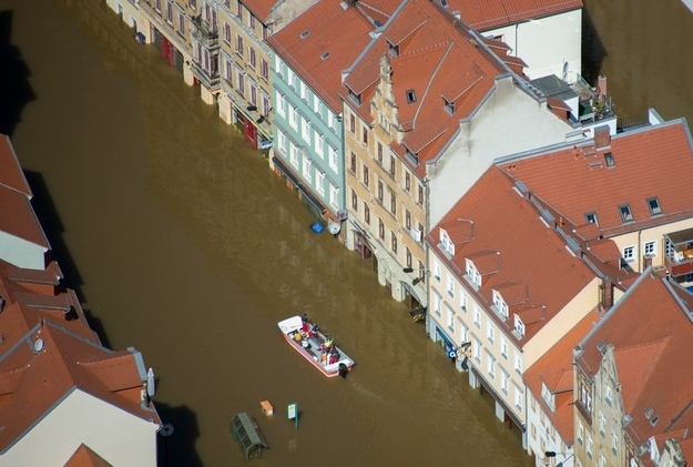 A boat on the streets of Meissen on June 5.
