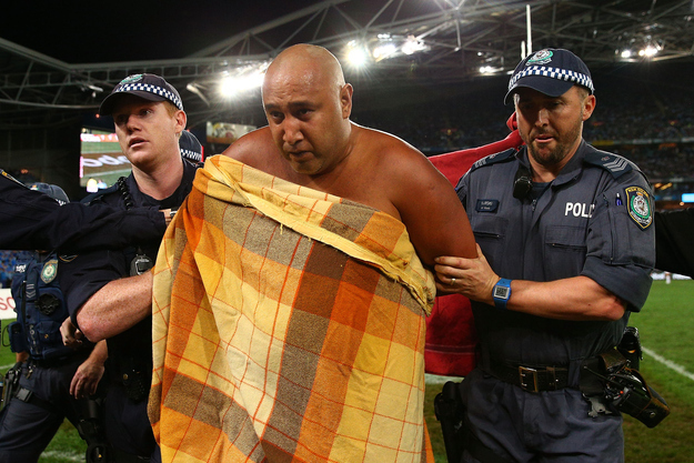 woman streaker australia soccer doull