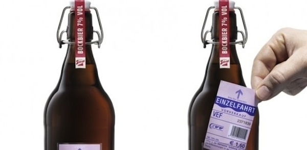 Get a free bus ride! Drunk driving is a big problem. To help, Austrian beer manufacturer Stiegl came up with a great idea: they replaced their usual labels with public transport tickets. So if you were out and about in Salzburg at Christmas and didn't feel like paying for the bus, you could just grab a beer!