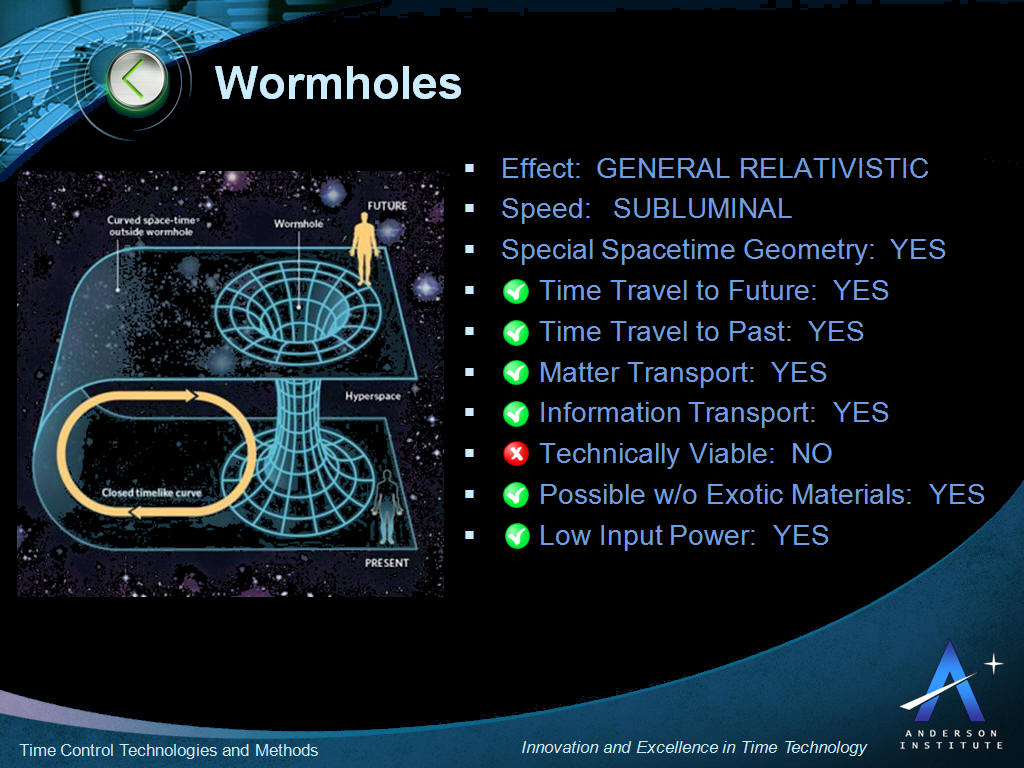 This doesn’t quite fall under the idea of warp drive, but wormholes are another hypothetical way that a spacecraft might achieve faster-than-light speeds. The idea here is that the ship, or some exterior mechanism, would somehow create a tunnel through spacetime, entering the wormhole at a speed slower than light and reappearing at a location many light-years away. In his paper “Faster-Than-Light Space Warps, Status and The Next Steps,” astrophysicist Eric Davis described a wormhole entrance as "a sphere that contained the mirror image of a whole other universe or remote region within our universe, incredibly shrunken and distorted." Whether or not it is technically viable remains to be seen.